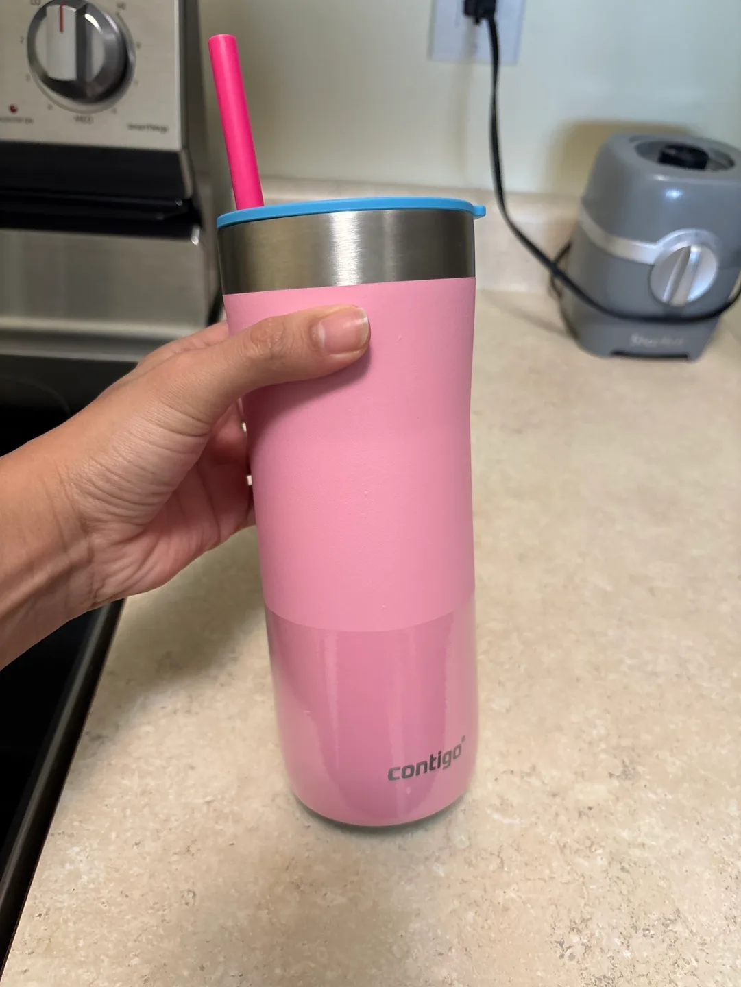 Contigo Pink Tumbler with Straw