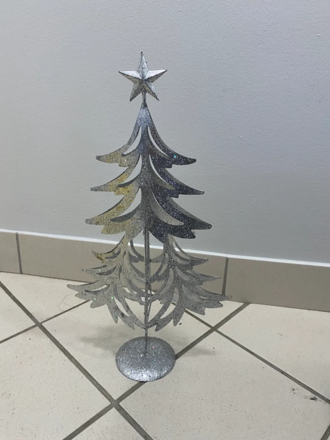 Glittery Silver Metal Christmas Tree thumbnail