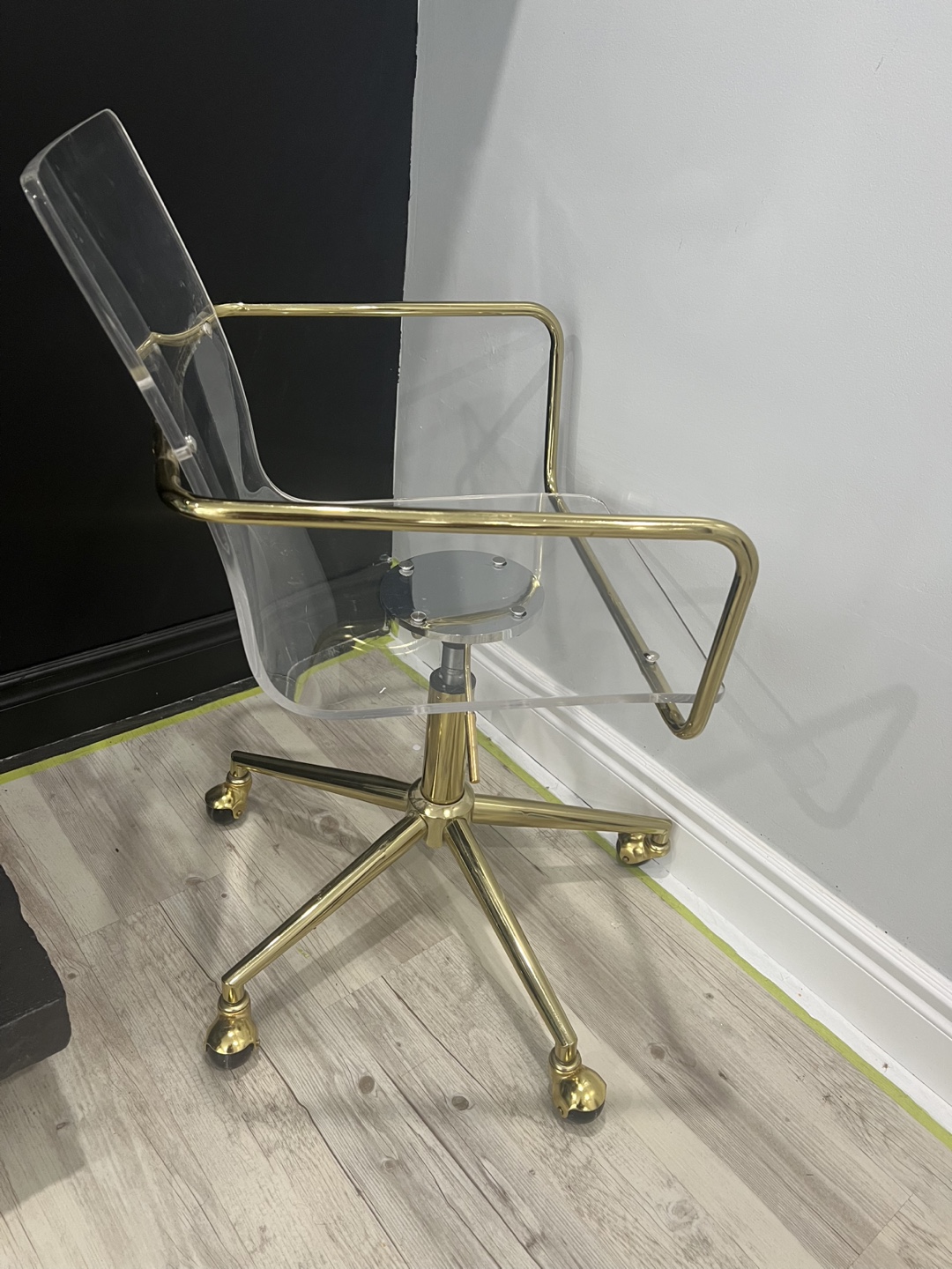 Acrylic & Gold Rolling Office Chair - photo 3