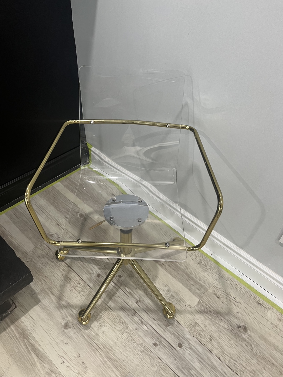 Acrylic & Gold Rolling Office Chair