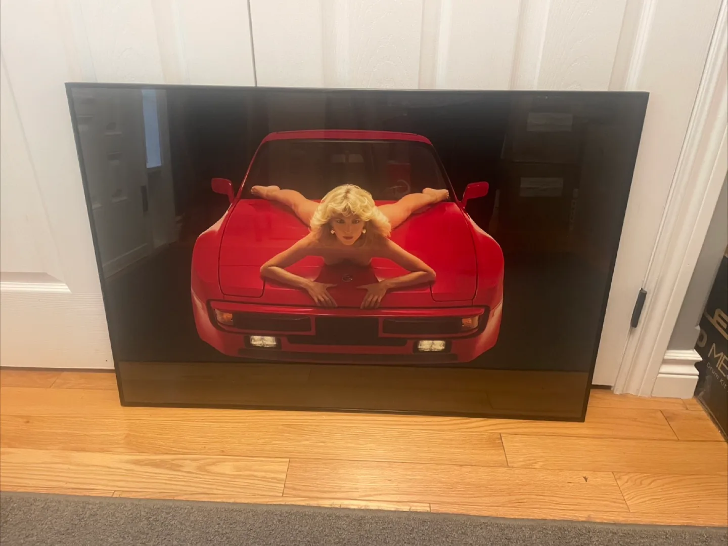 Aluminum Framed Retro Red Car Print thumbnail