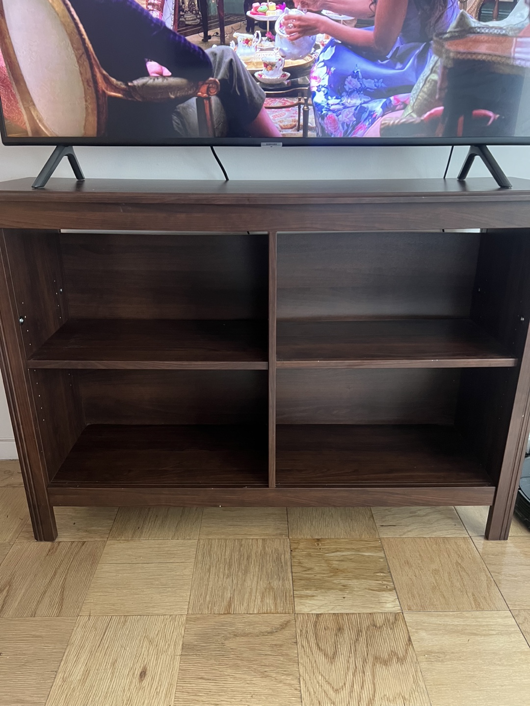 Wooden TV Stand with Shelves - photo 2