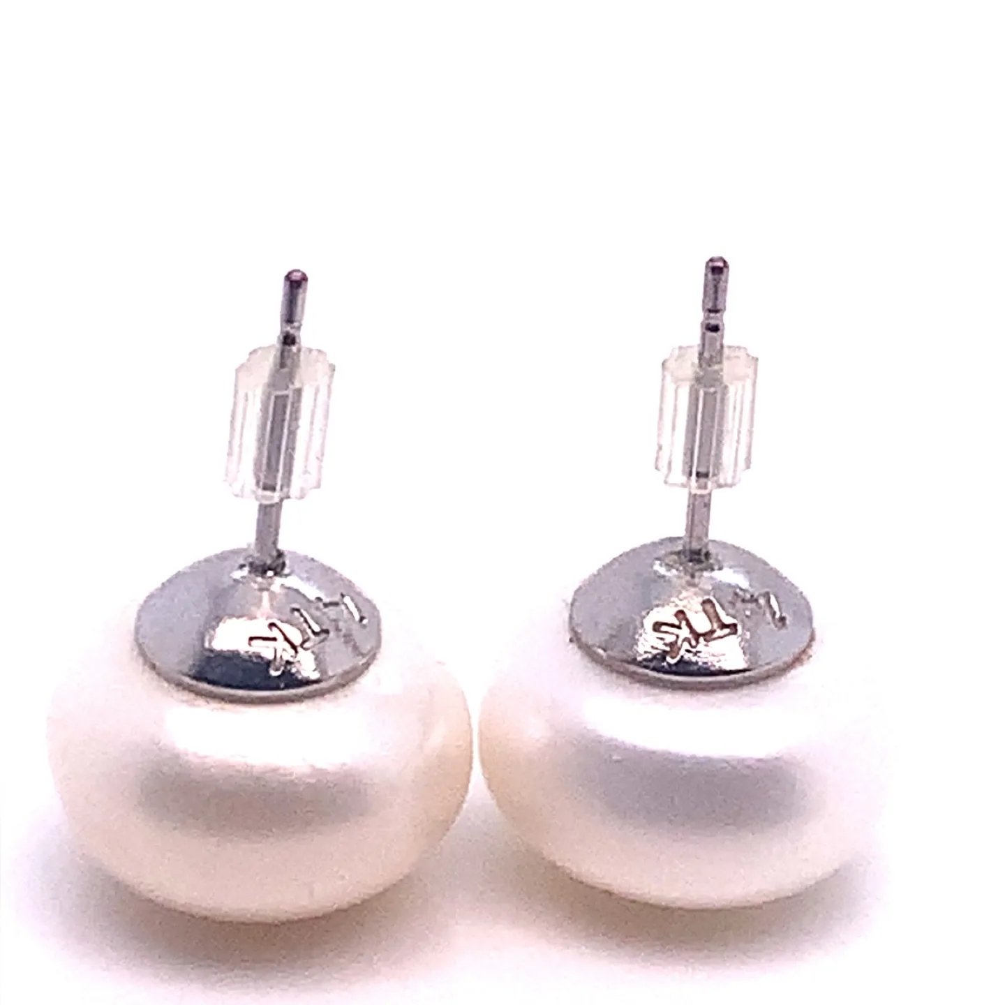 14kt 12.5MM Freshwater Pearl Stud Earrings image indicator(4)
