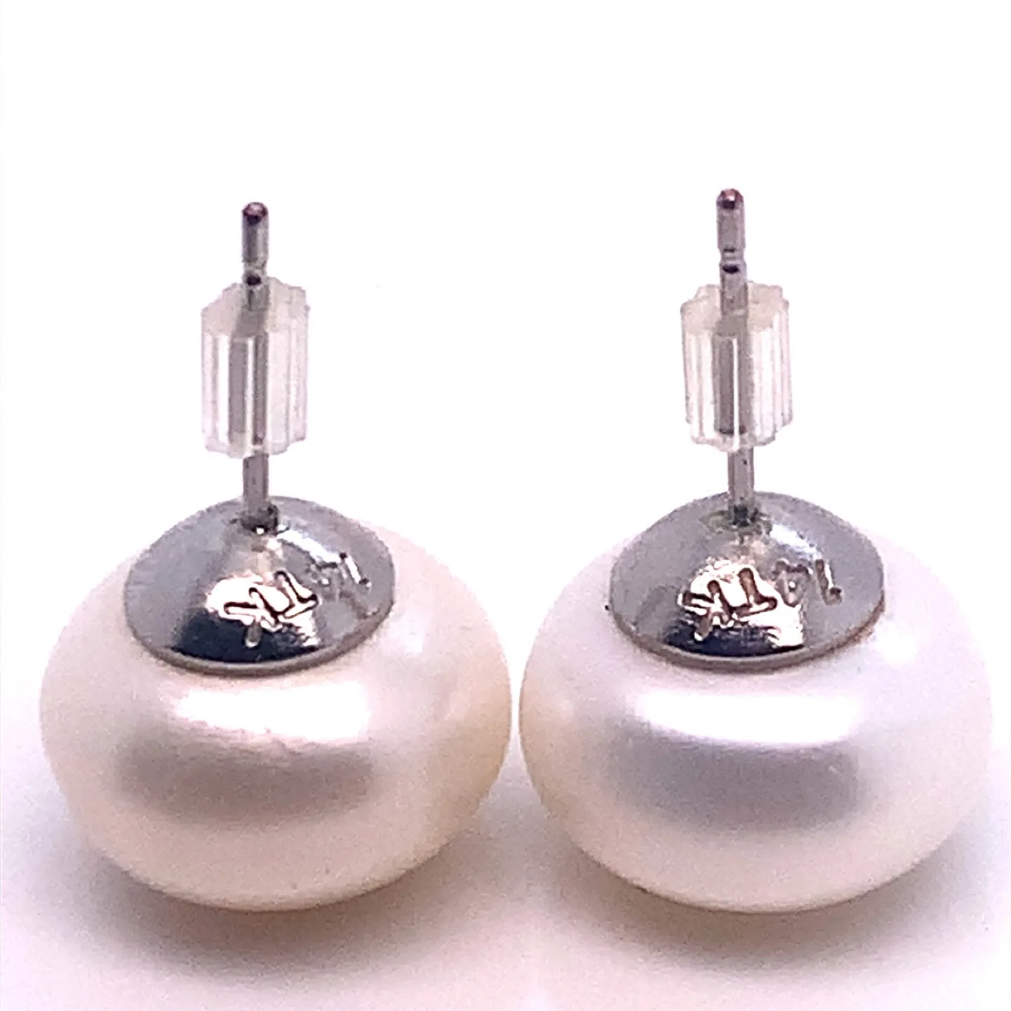 14kt 12.5MM Freshwater Pearl Stud Earrings image indicator(5)