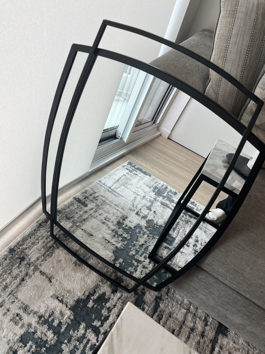Geometric Black Framed Mirror