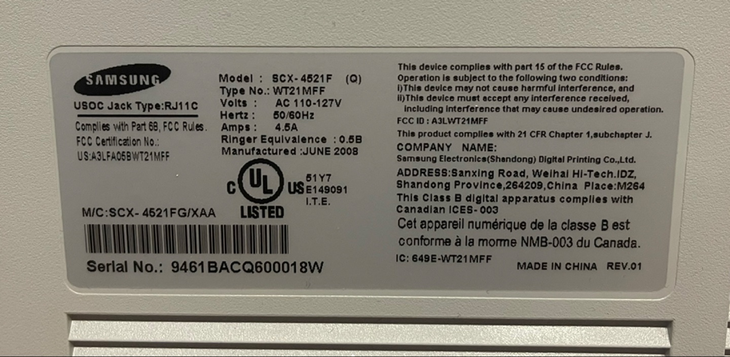 Samsung SCX-4521F Printer - photo 3