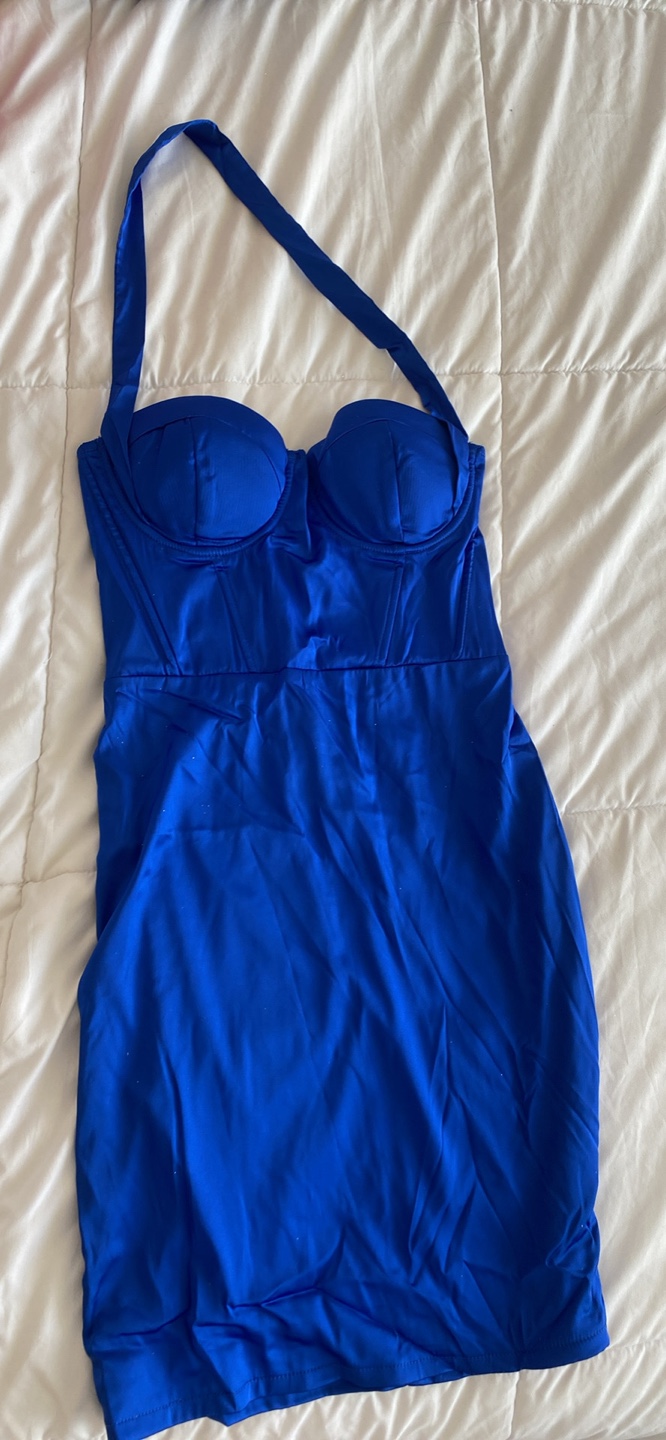 Satin blue dress