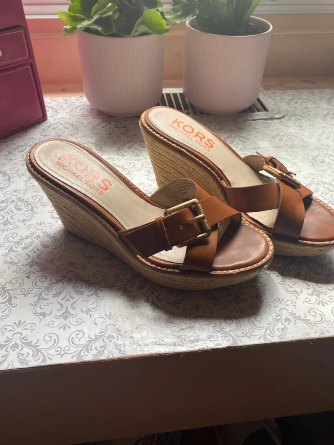 Michael Kors Brown Wedge Sandals thumbnail