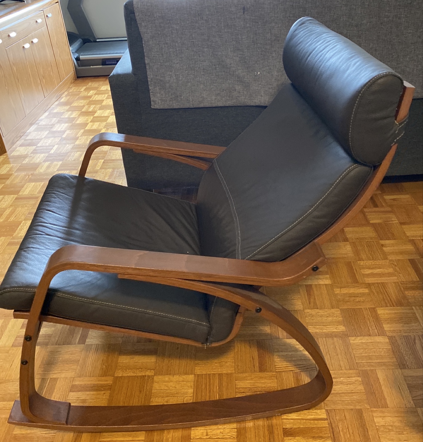 Mid-Century IKEA Modern Leather Rocking Chair - photo 2