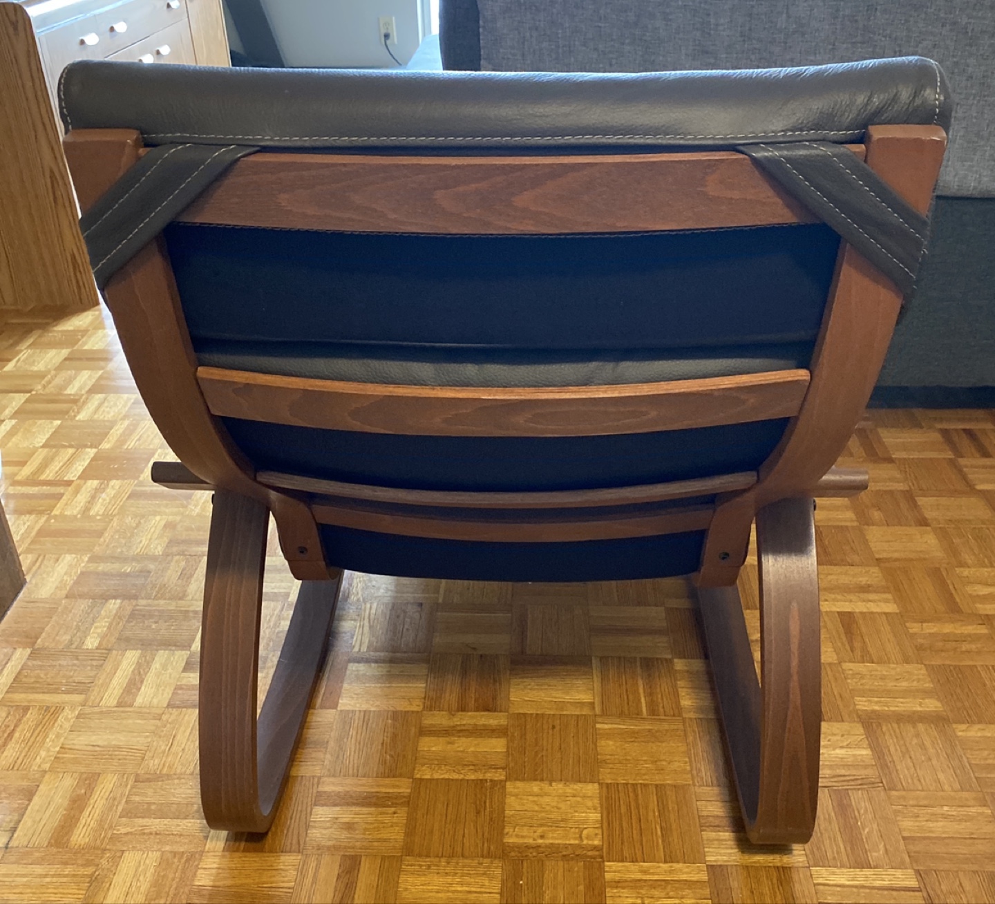 Mid-Century IKEA Modern Leather Rocking Chair - photo 3