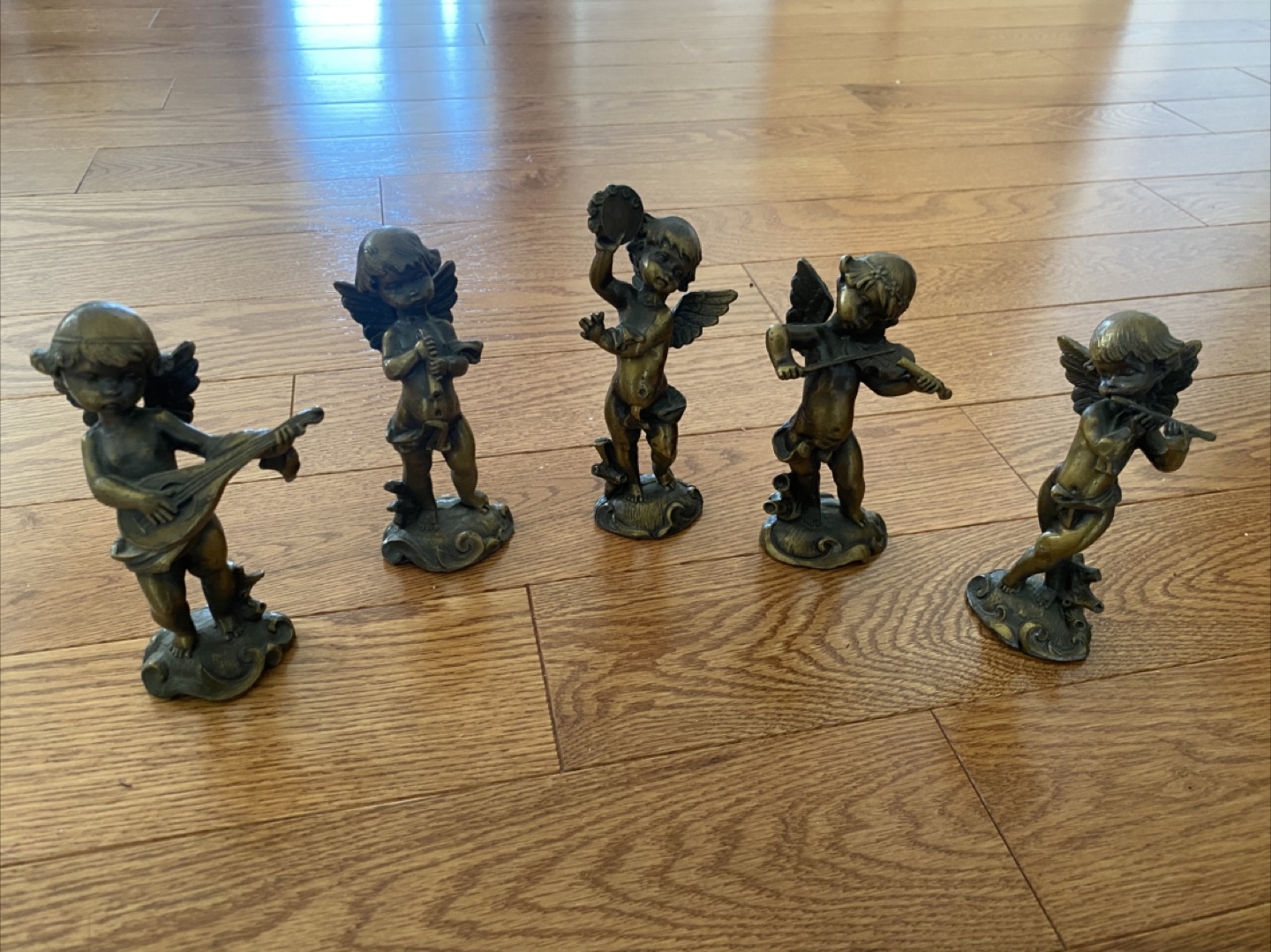 Set of 5 Brass Angel Statues – Musical Theme