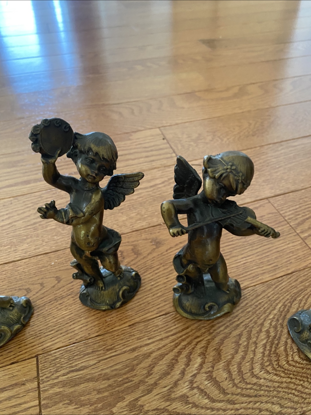 Set of 5 Brass Angel Statues – Musical Theme - photo 5
