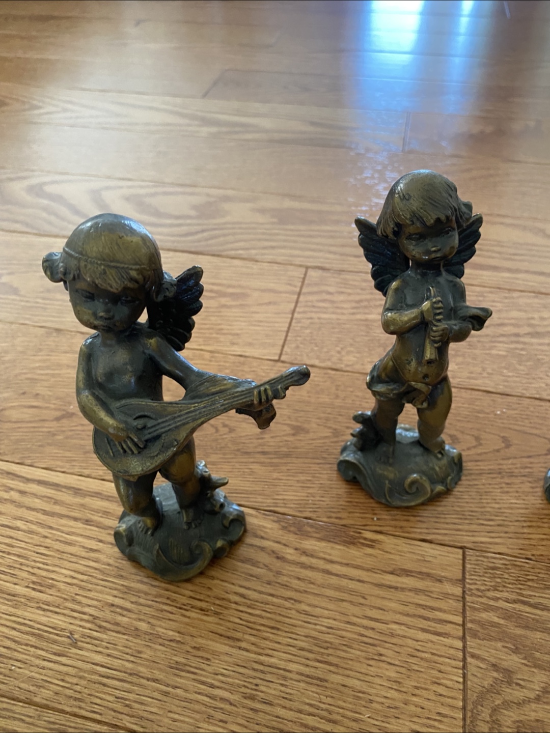 Set of 5 Brass Angel Statues – Musical Theme - photo 3
