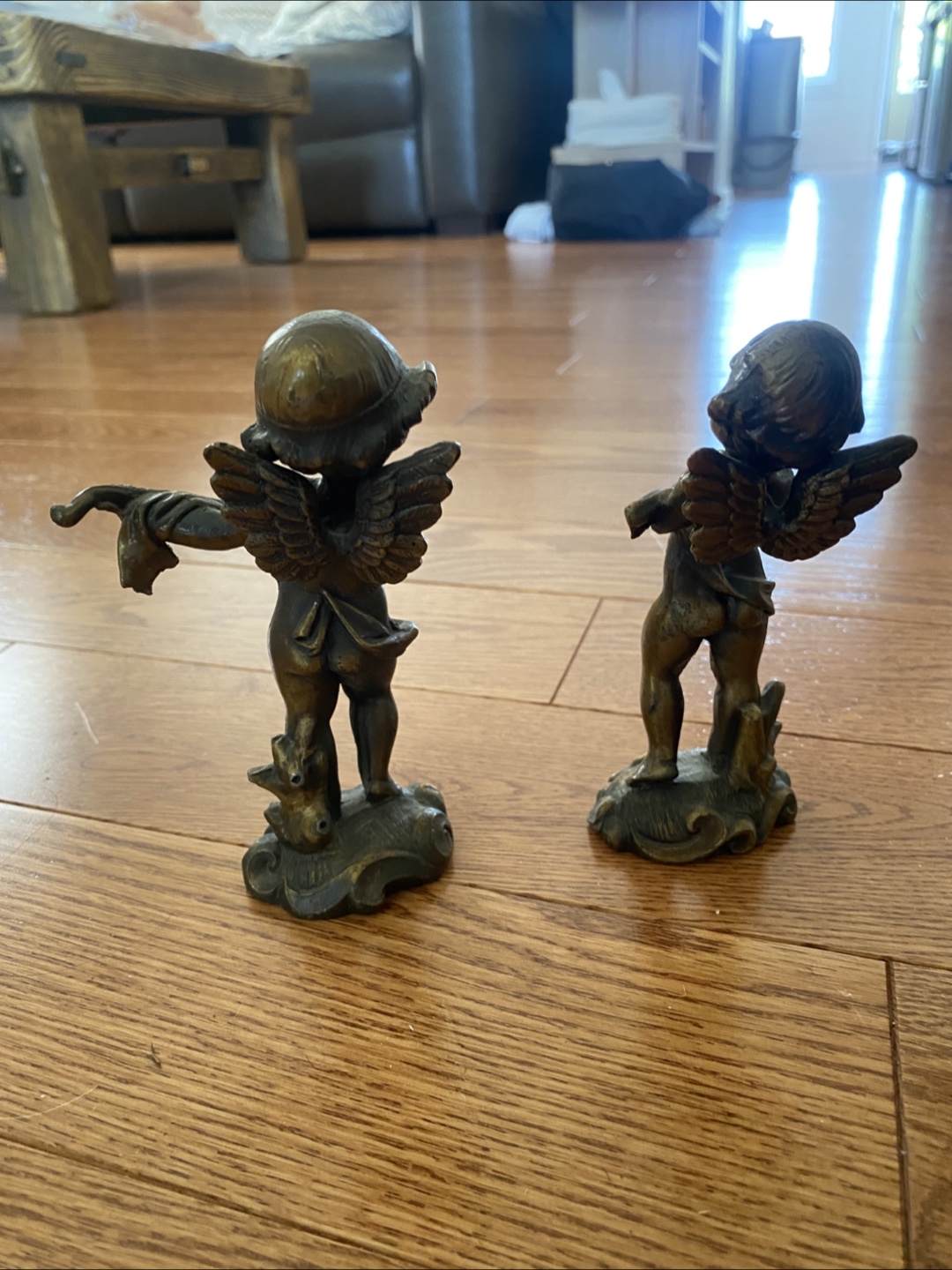 Set of 5 Brass Angel Statues – Musical Theme - photo 4