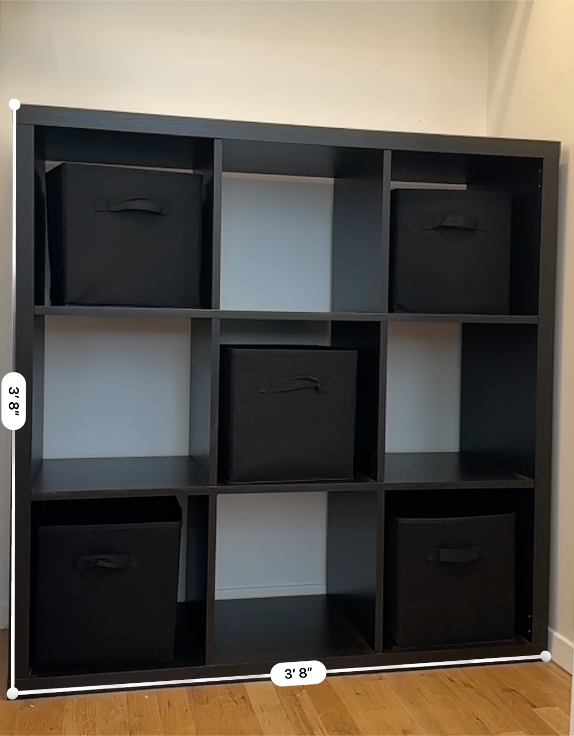 Moving out. Need to go. IKEA Black Shelf with cube organizers
