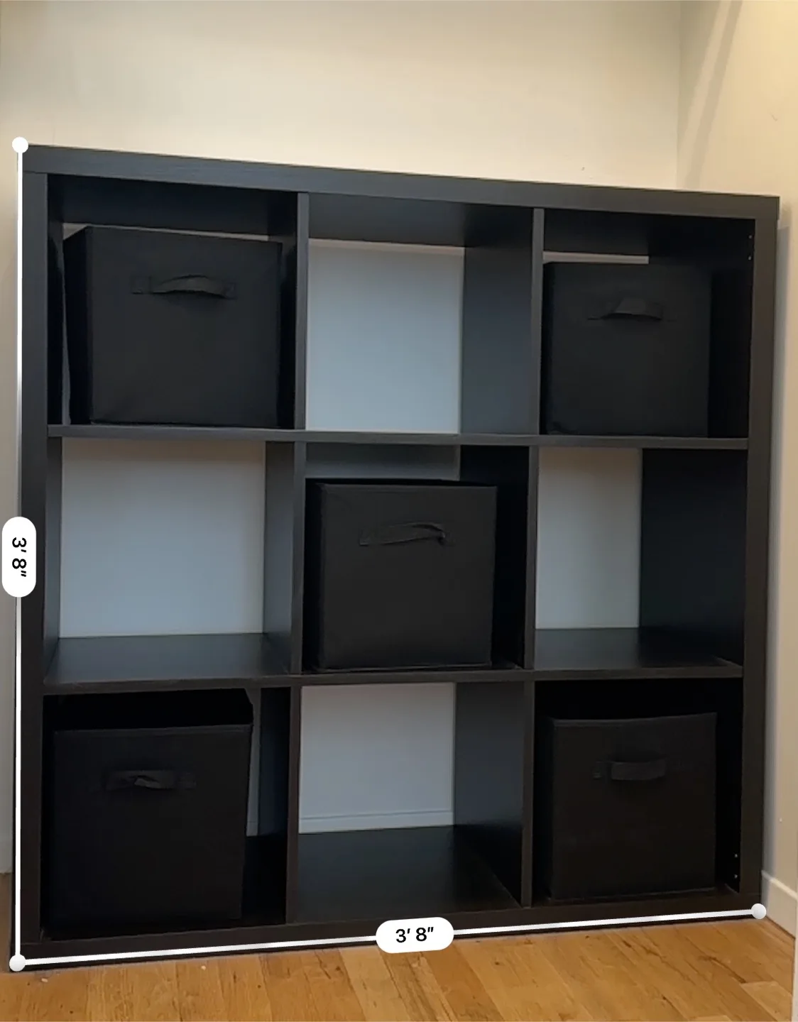 Moving out. Need to go. IKEA Black Shelf with cube organizers thumbnail