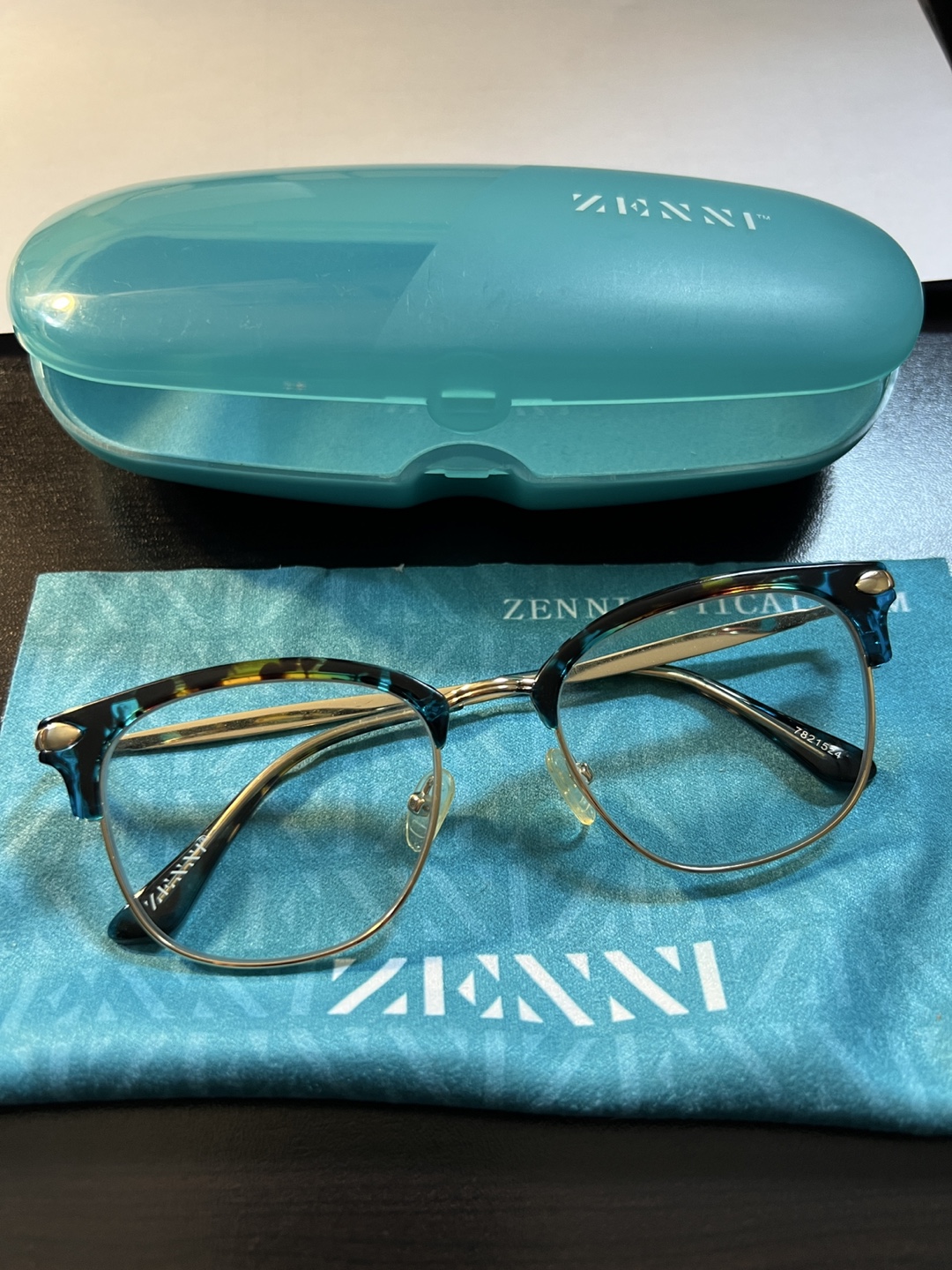 Zenni Glasses with Case and Cloth