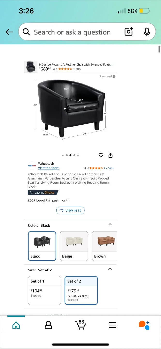 Black Tub Chair image indicator(3)