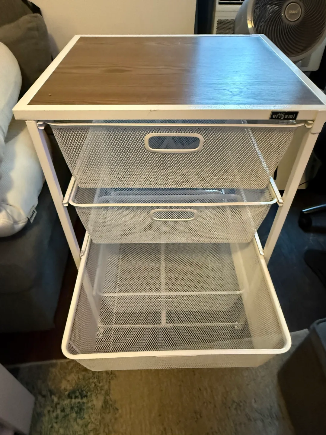 Origami 4-Tier Rolling Cart with Wood Top image indicator(2)