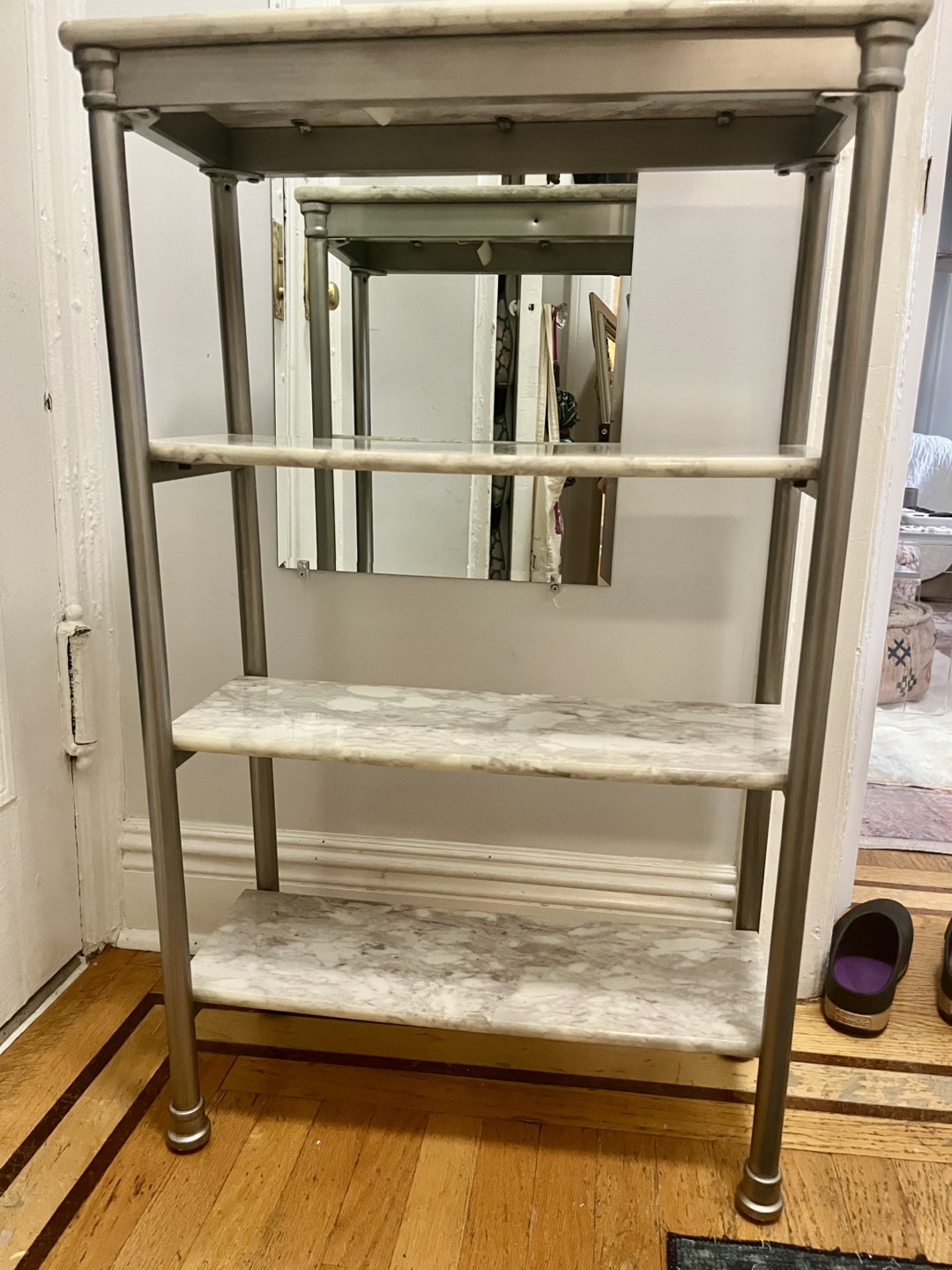 Three tier faux marble shelf unit
