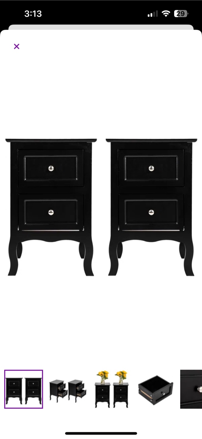 Black Nightstand Table Set (2)