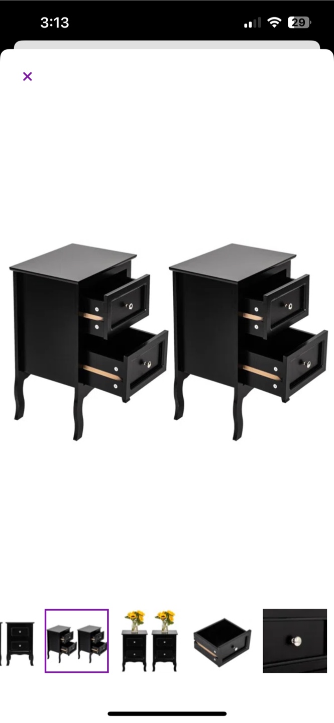Black Nightstand Table Set (2) - photo 2