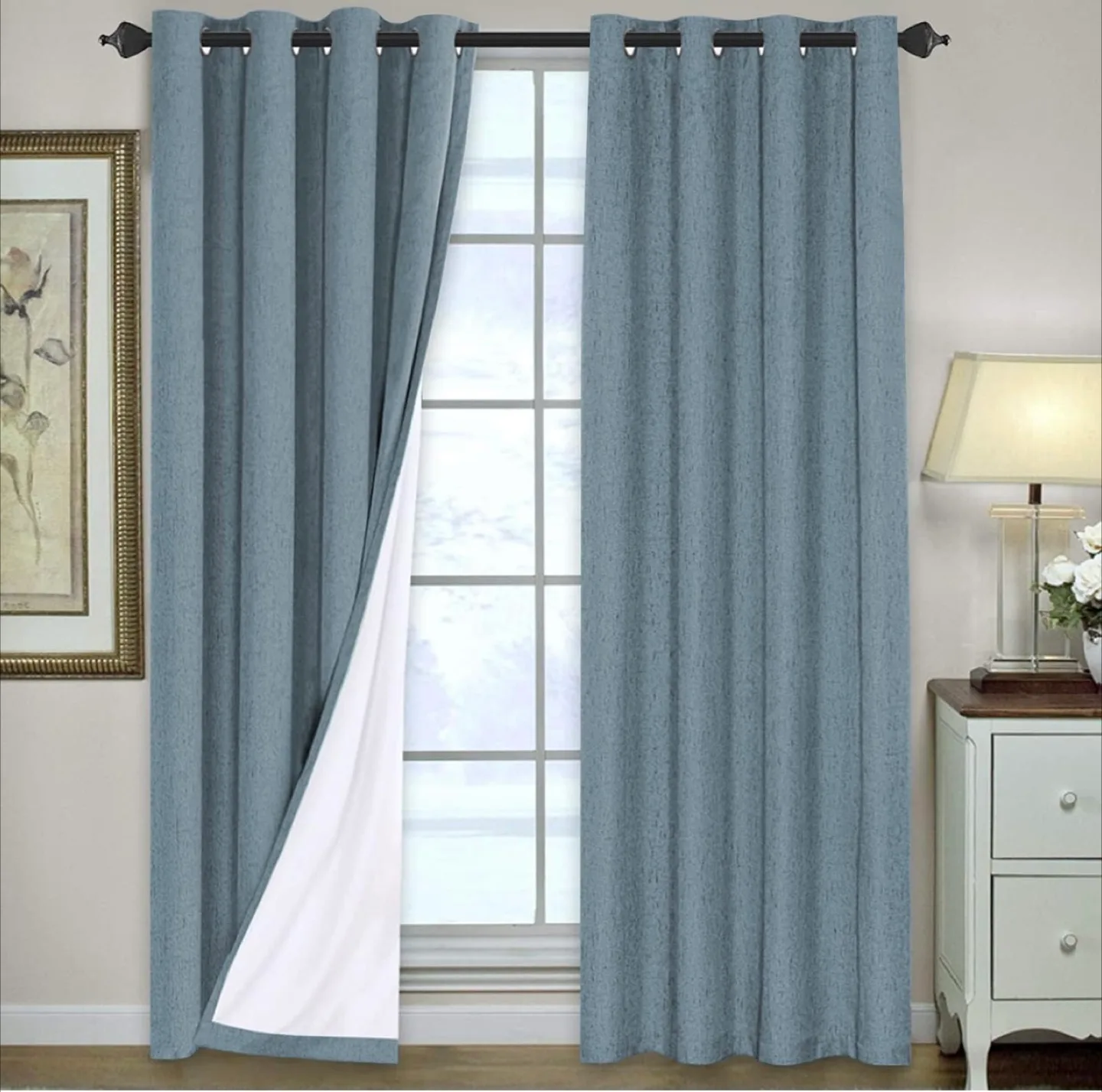 Blue Grommet Top Curtains 2 panels thumbnail