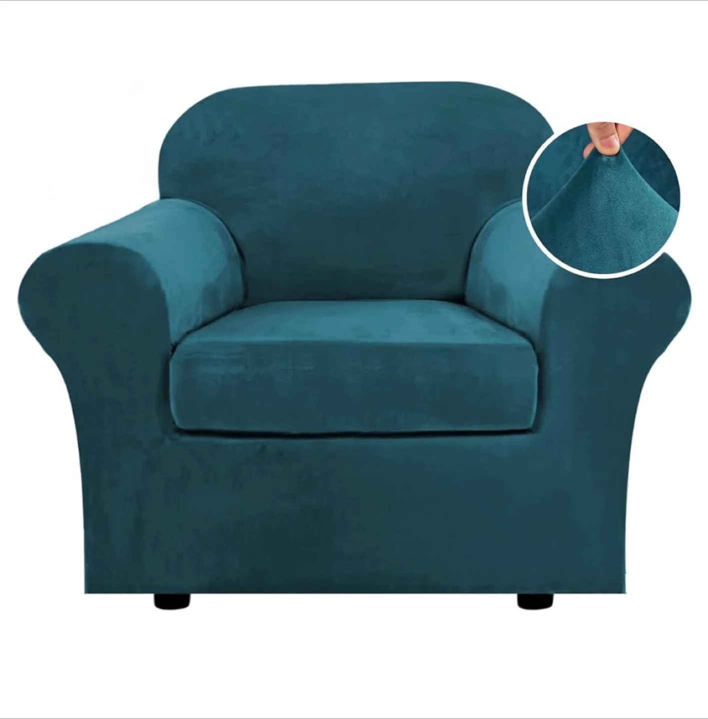 New 2-Piece Velvet Armchair Cover thumbnail