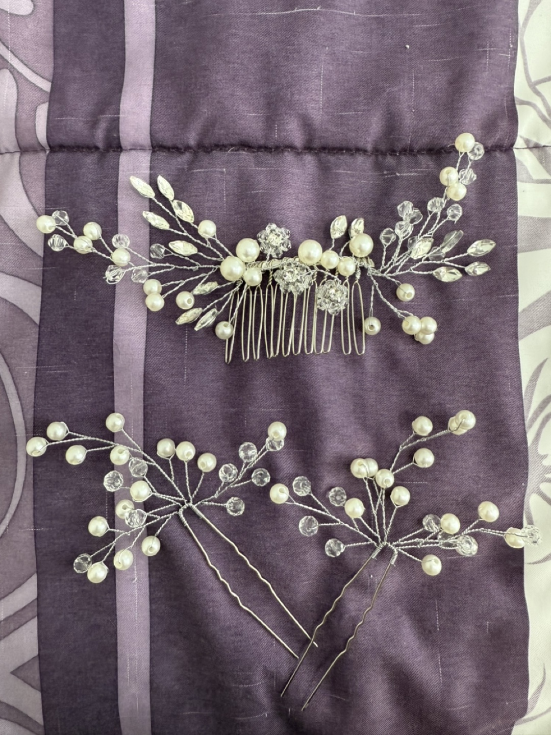 Bridal Hair Pieces (1comb/ 2pins) (bridal jewelry)