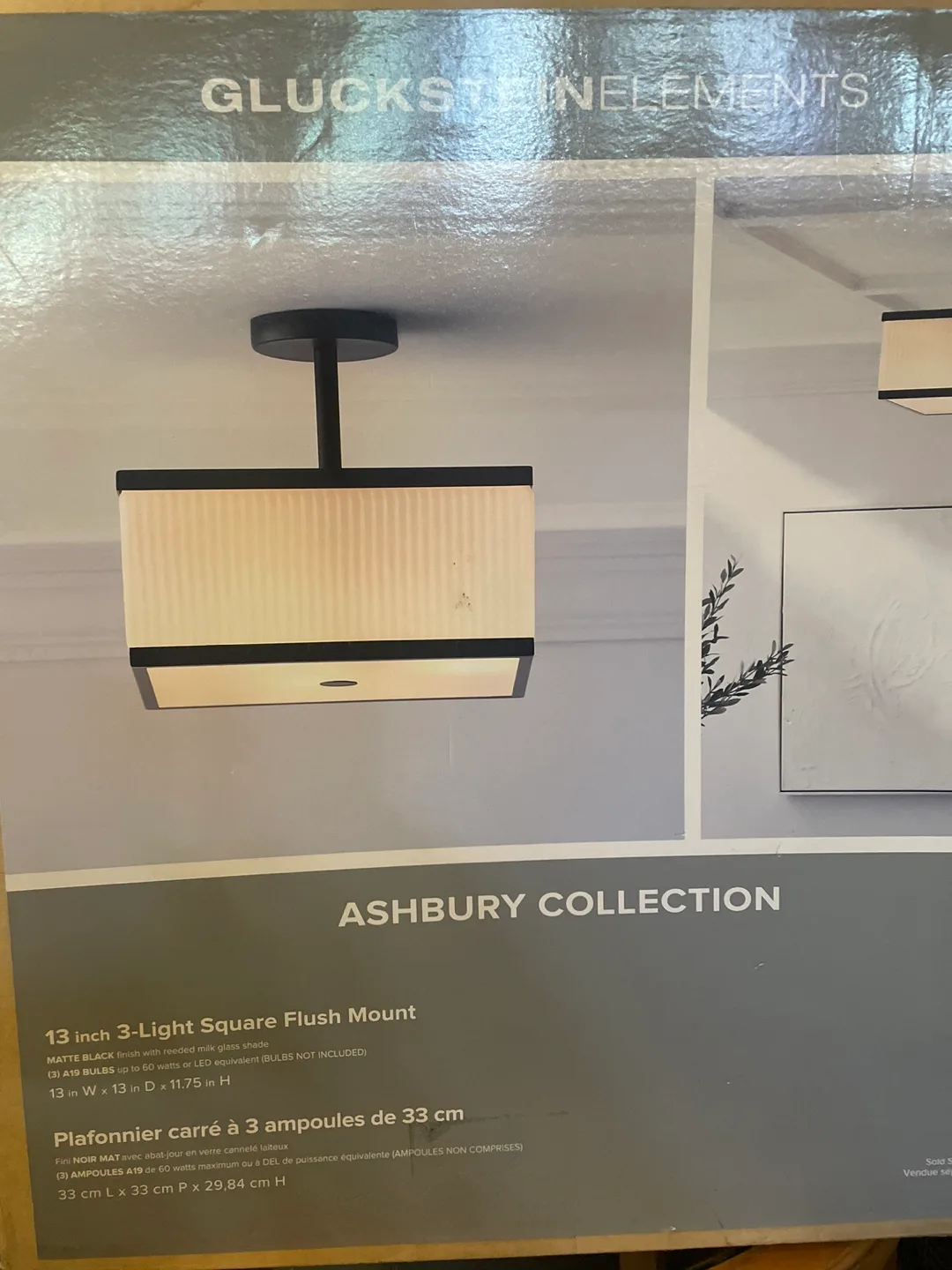 Ashbury 13 in. 3-Light Black Square Flush Mount image indicator(3)