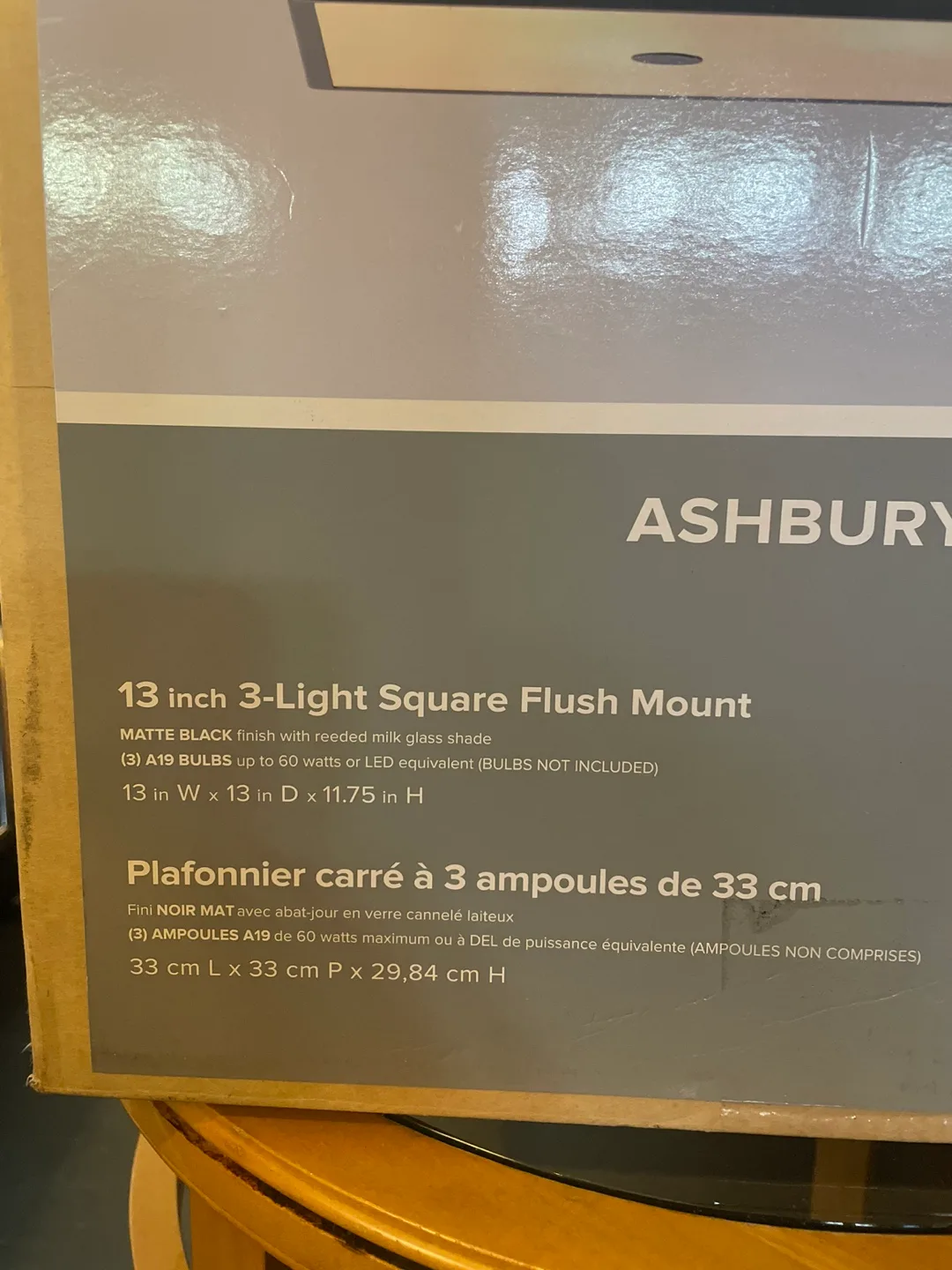 Ashbury 13 in. 3-Light Black Square Flush Mount image indicator(2)