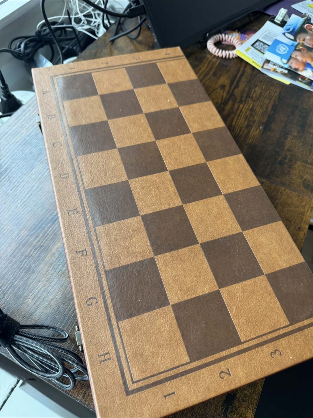 Chess set with wooden pieces