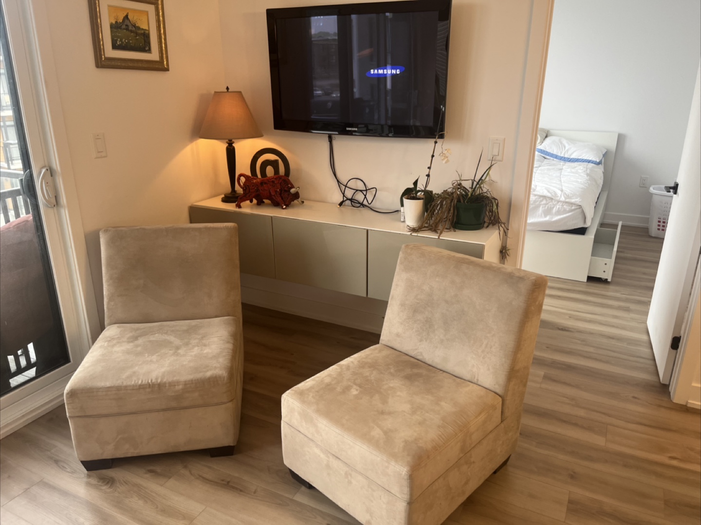 Set of 2 Upholstered Armless Chairs