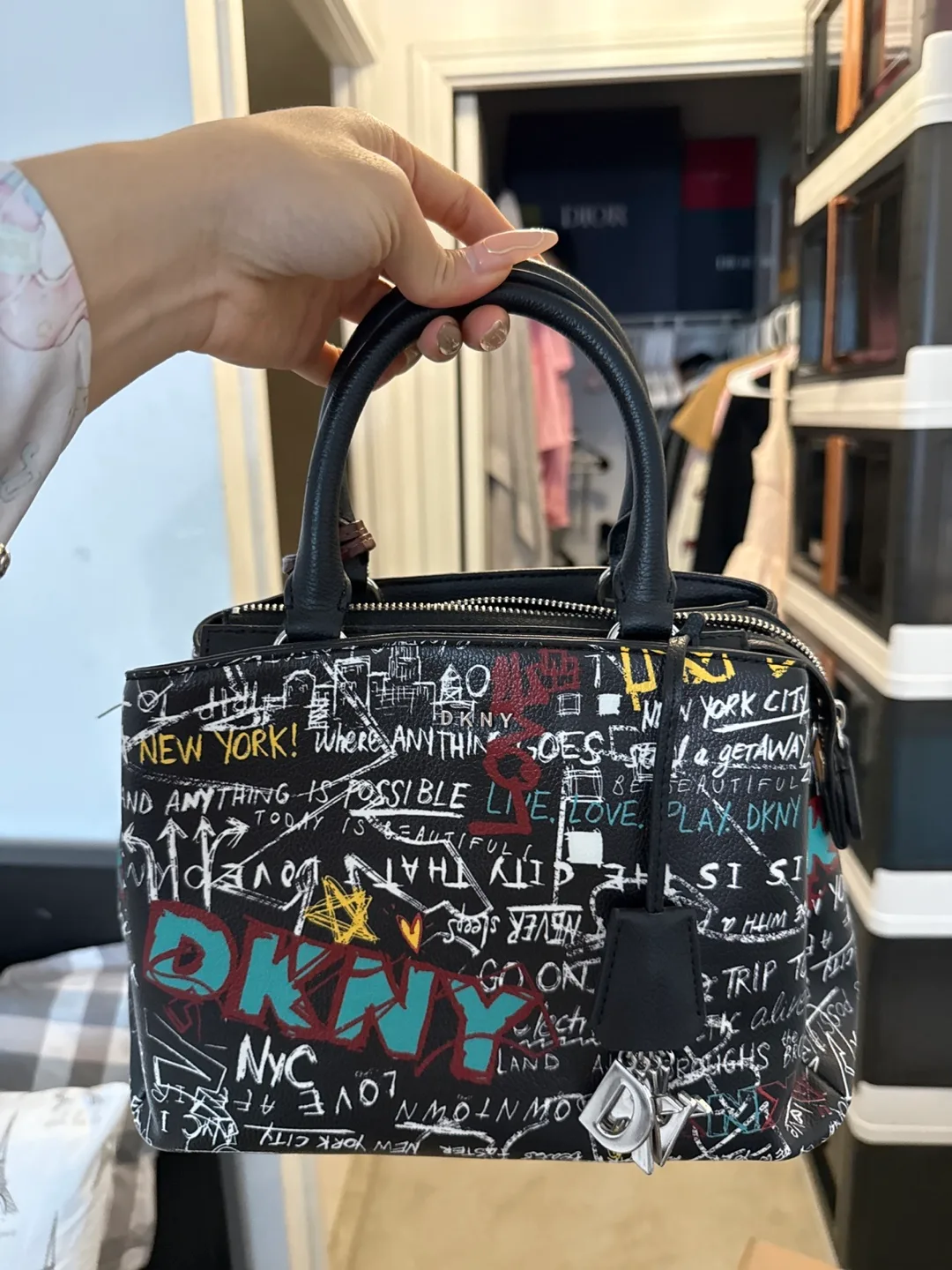 DKNY Black Graffiti Handbag thumbnail