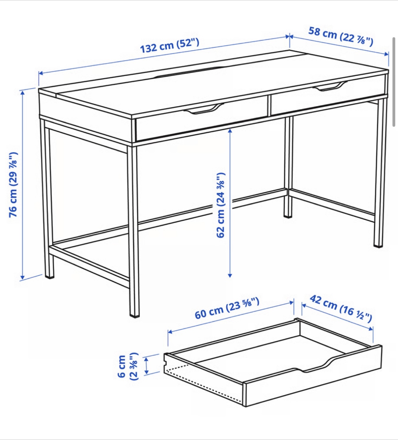 Computer/ Office Desk (Grey) - 132x58cm - photo 3