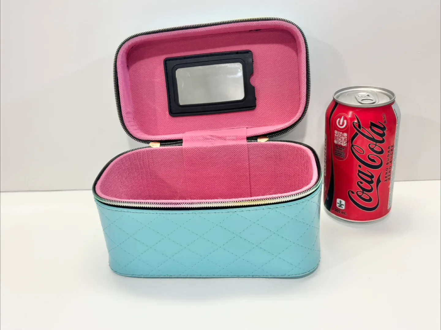 Teal Vanity Case with mirror storage box or make up box image indicator(3)