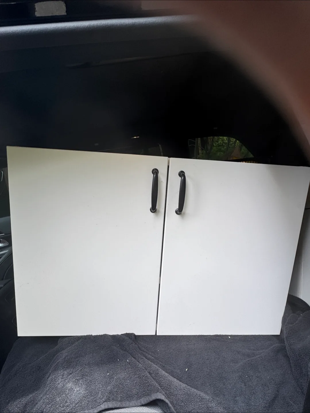White storage Cabinet or bookshelf with Black Handles thumbnail
