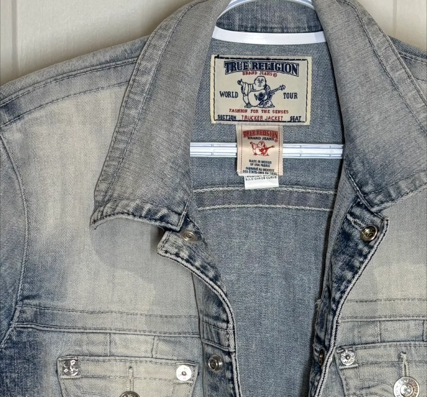 True Religion Women's Trucker Denim Jean Jacket Indigo Size L image indicator(2)