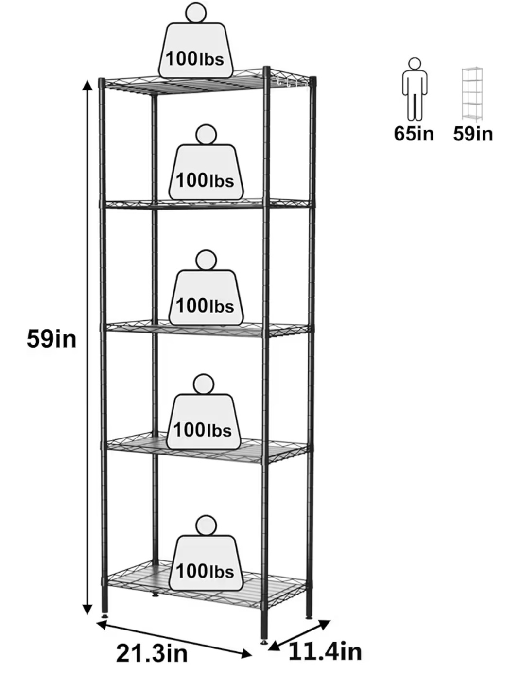 Black Metal Shelving Unit - photo 3