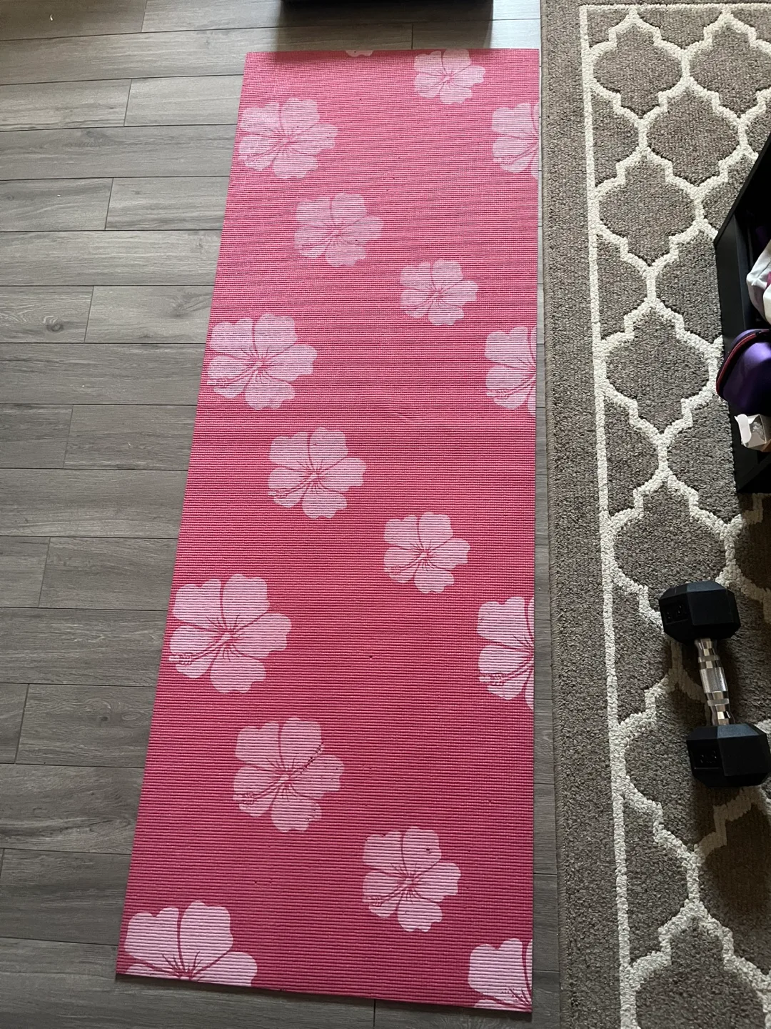 Pink Floral Yoga Mat thumbnail