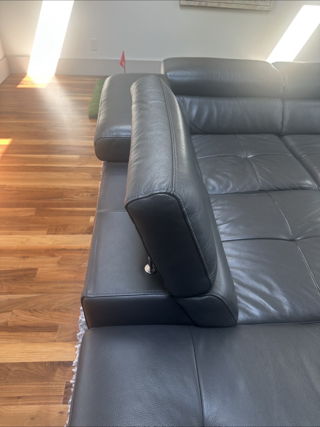 L-shaped leather sectional sofa