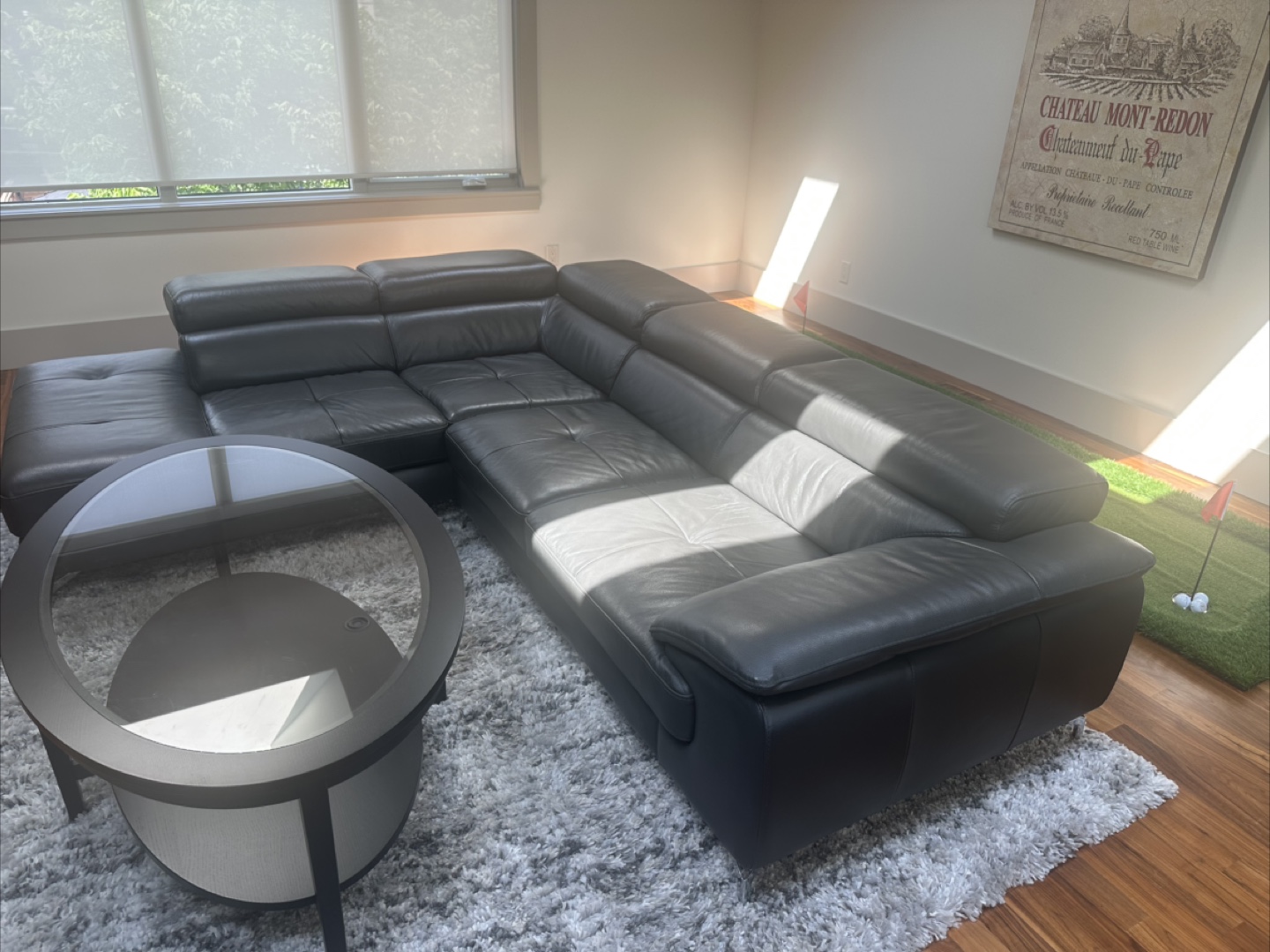 L-shaped leather sectional sofa - photo 3