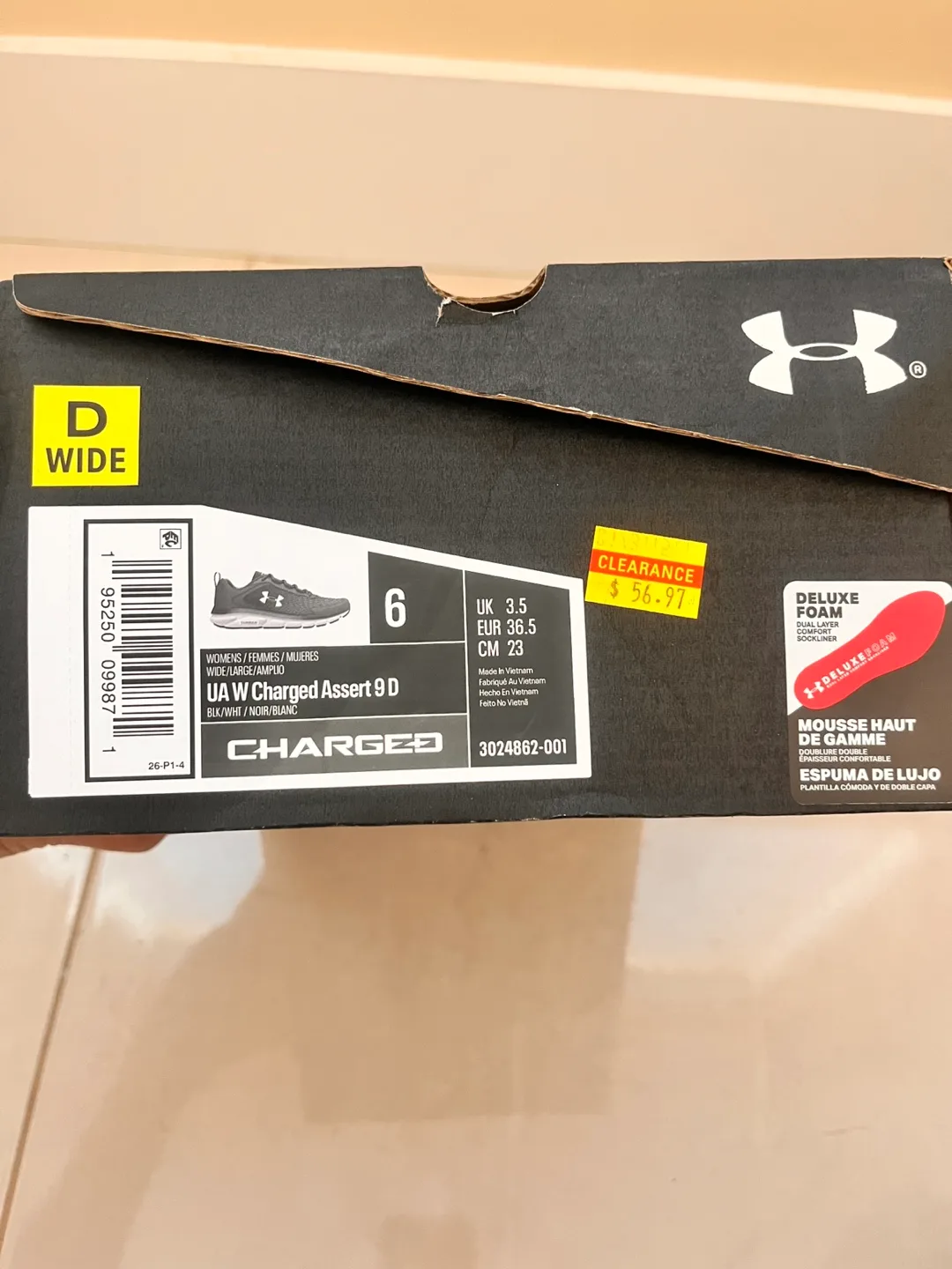 Under Armour Women's Charged Assert 9 D Black Sneakers - Size 6 image indicator(4)