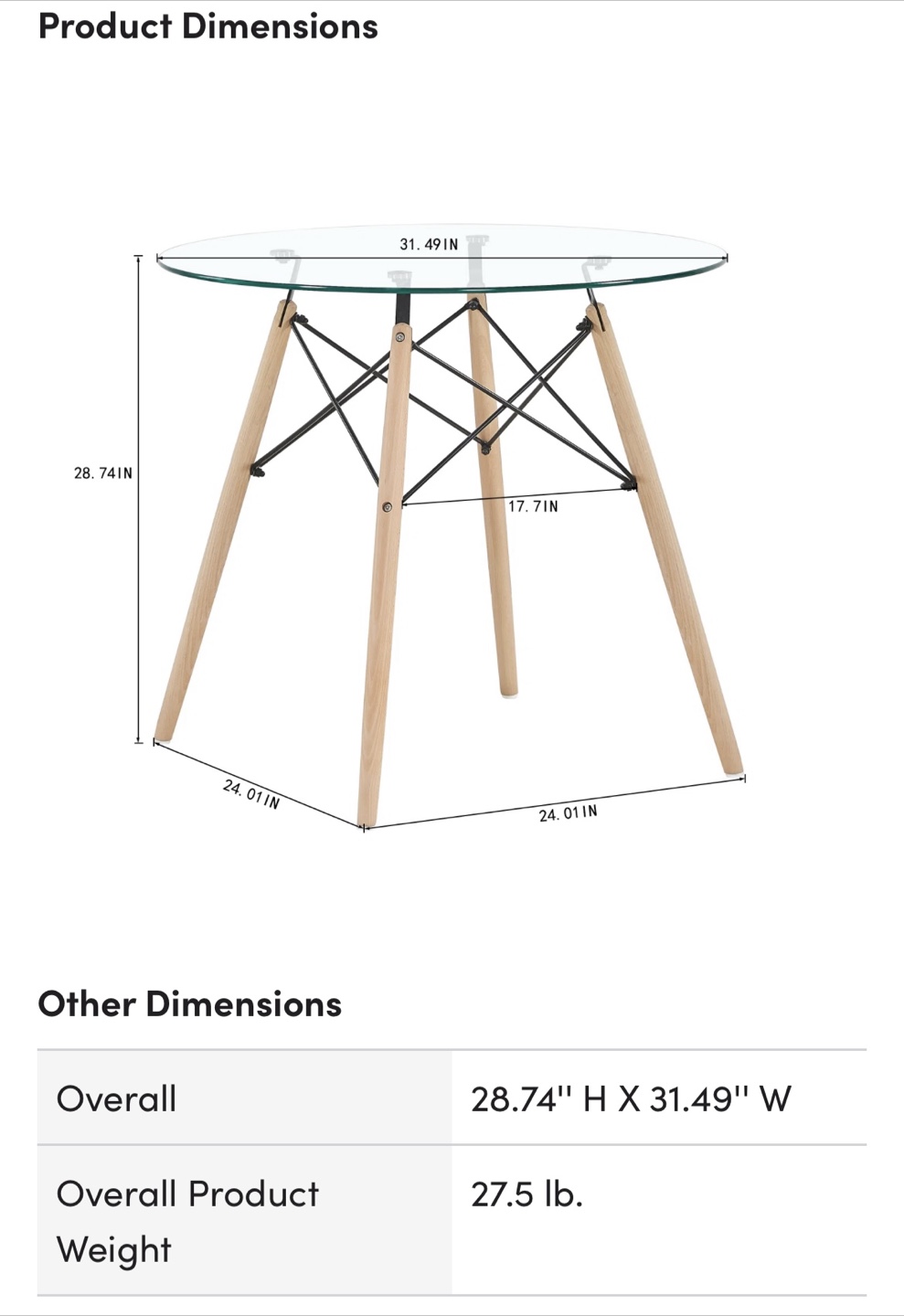 Round Glass 32” Dining Table - photo 5