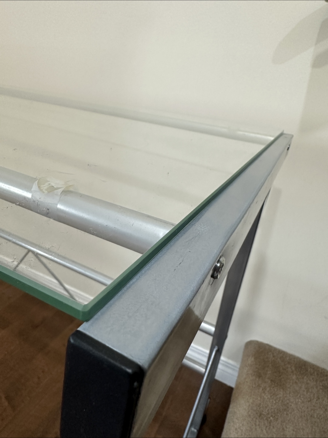 Modern Glass Desk – 35″ × 24″ × 30″ (Metal Frame) - photo 4
