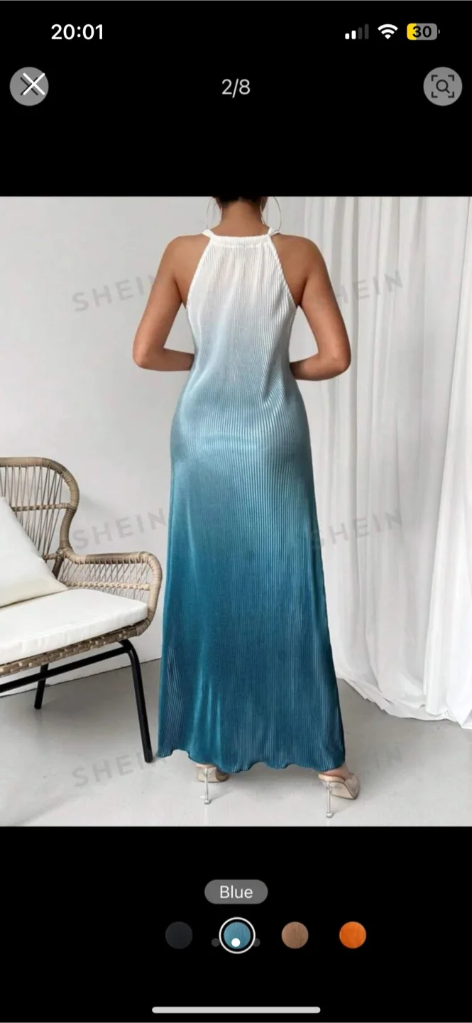 Pleated blue Ombre Dress NEW image indicator(2)