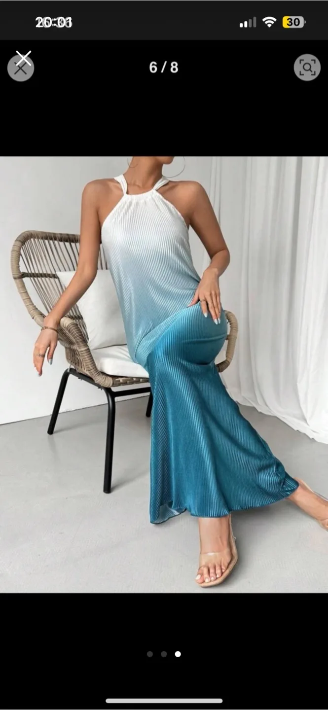 Pleated blue Ombre Dress NEW image indicator(3)