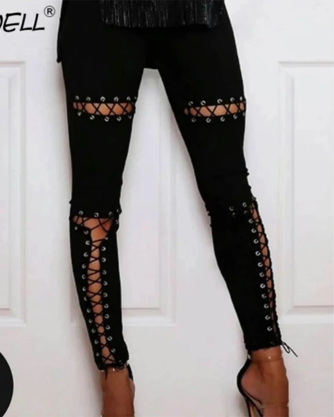 Black Suede Lace Up Pants NEW thumbnail