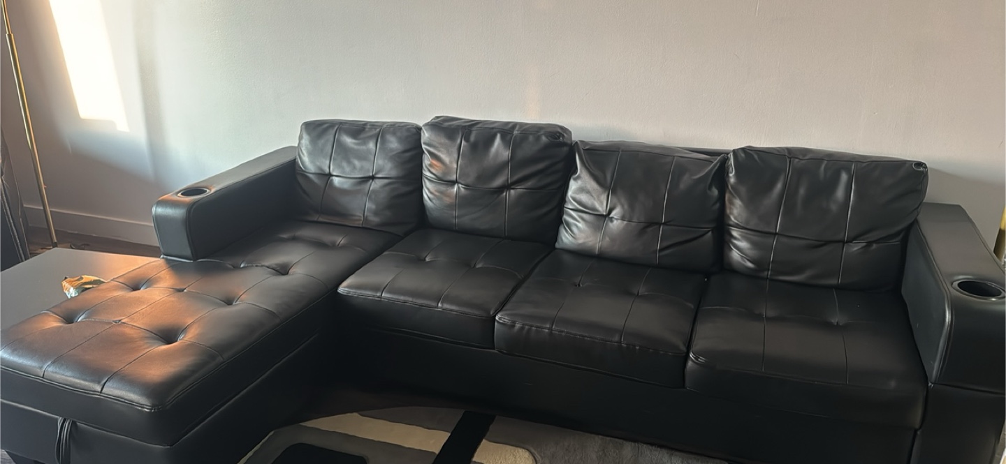 Black Sectional Couch - photo 2