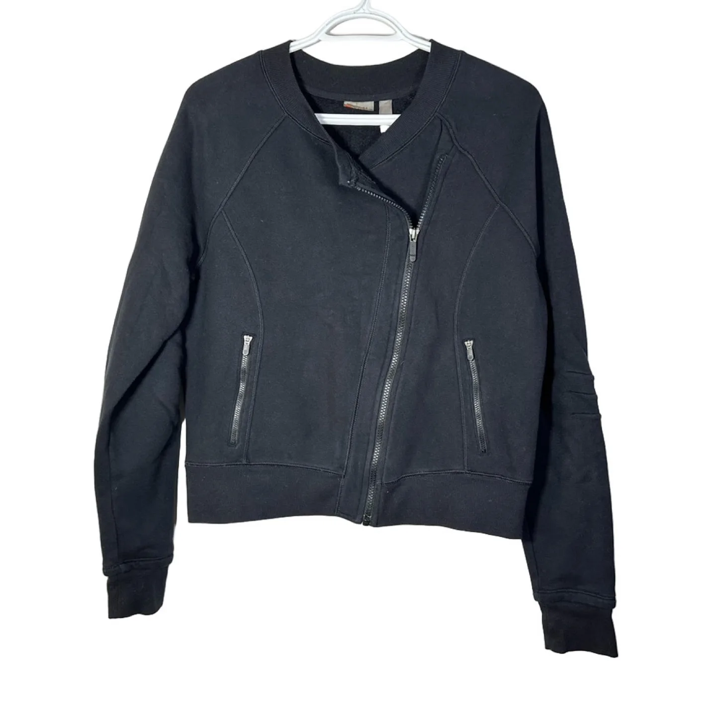 Zella Asymmetrical Black Zip Up Active Leisure Jacket Size Large thumbnail
